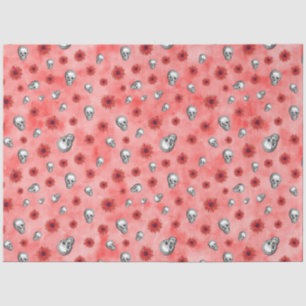 Red Skulls and Sunflower Series Design 6 Seidenpapier