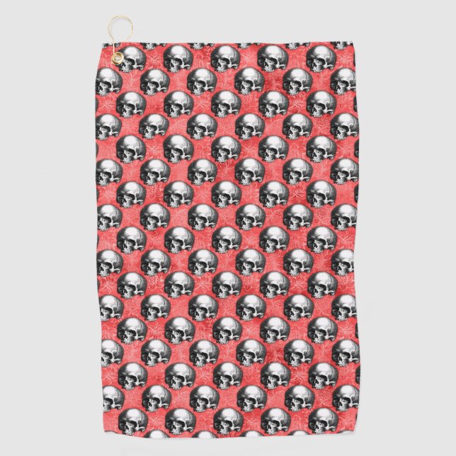 Red Skulls and Sunflower Series Design 8 Golfhandtuch (Vorderseite)