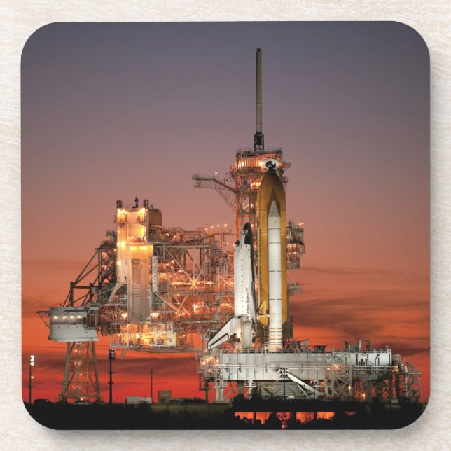 Red Sky for Space Shuttle Atlantis Start Getränkeuntersetzer (Vorderseite)