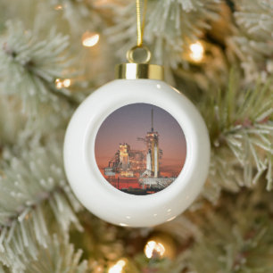Red Sky for Space Shuttle Atlantis Start Keramik Kugel-Ornament