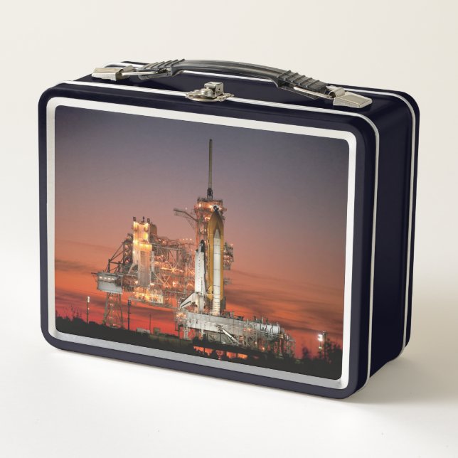 Red Sky for Space Shuttle Atlantis Start Metall Brotdose (Vorderseite)