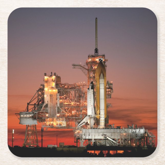 Red Sky for Space Shuttle Atlantis Start Rechteckiger Pappuntersetzer (Vorderseite)