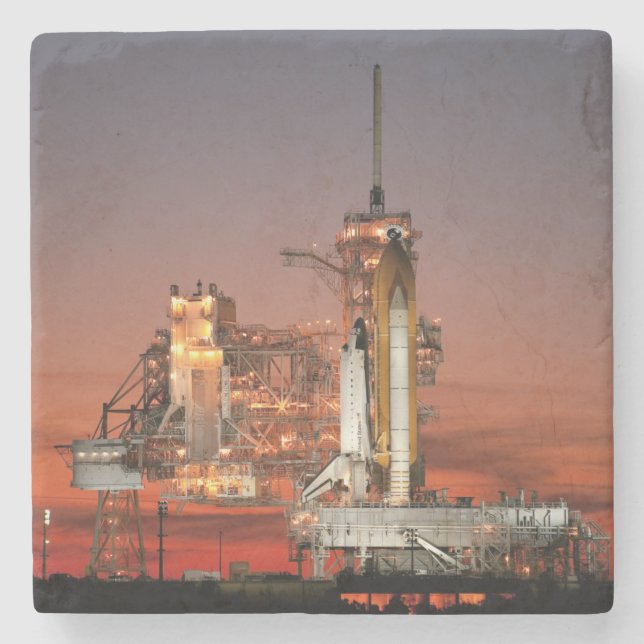 Red Sky for Space Shuttle Atlantis Start Steinuntersetzer (Vorderseite)