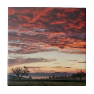 Red Sky Schöne Landschaft Fliese