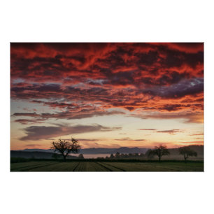 Red Sky Schöne Landschaft Poster