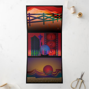 Red Sky Trifold Card Dreifach Gefaltete Karte
