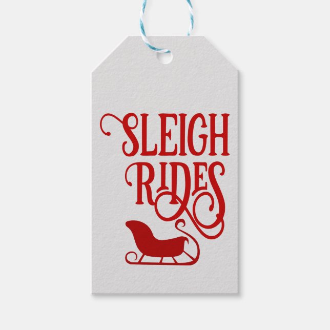 Red Sleigh Rides Holiday Geschenkanhänger (Vorderseite)