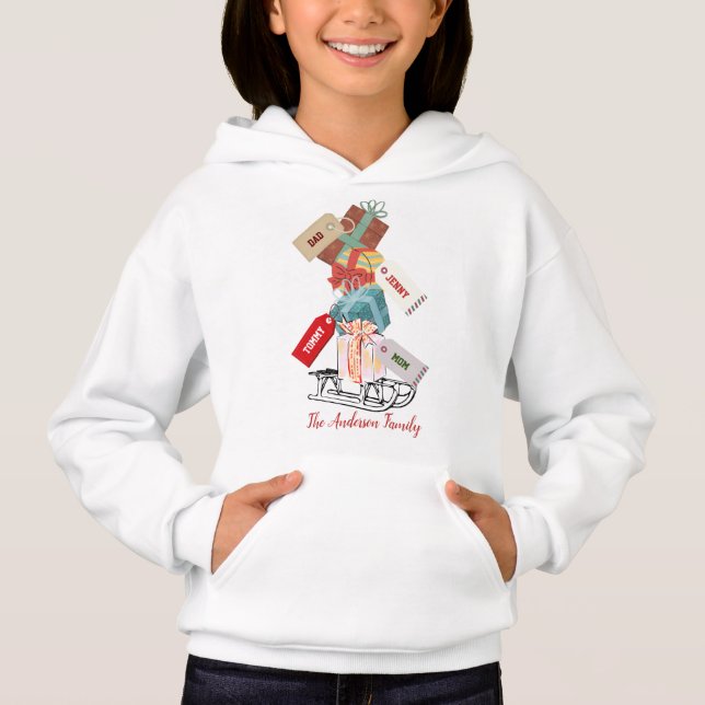 Red Sleight Niedlich Vintag Retro Name Weihnachtsk Hoodie (Vorderseite)