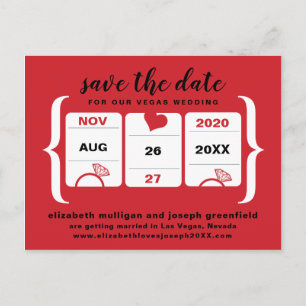 Red Slot Machine Save the Date Hochzeit Ankündigungspostkarte