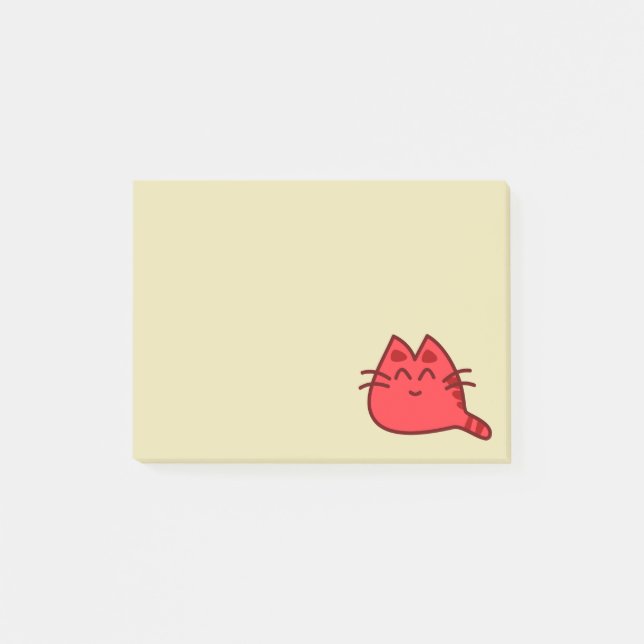 Red Smilly Kitty Cat Post-it Klebezettel (Vorderseite)