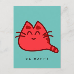 Red Smilly Kitty Cat Postkarte
