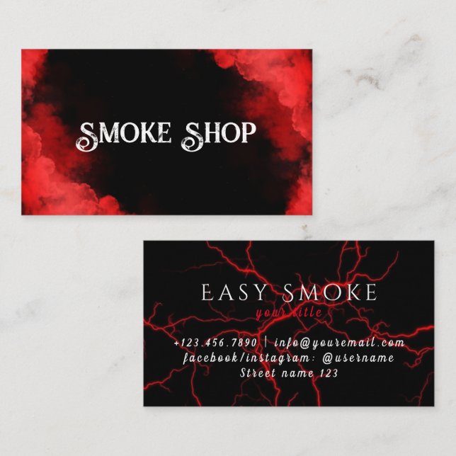 Red Smoke Shop Vape Business Card Visitenkarte (Vorne/Hinten)