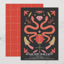 Red Snake 2025 Lunar/Chinesisches New Year Party Einladung