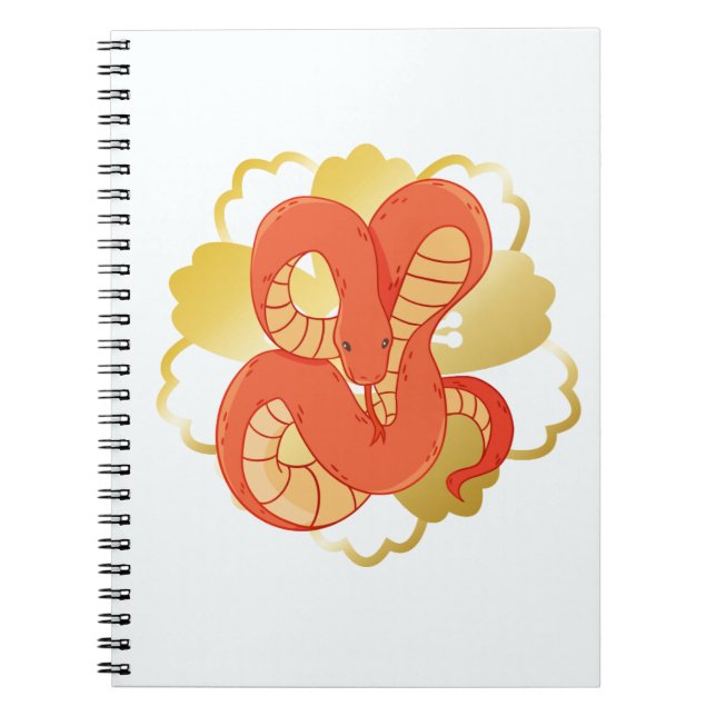 Red Snake on a Golden Blume" | Einzigartig und lux Notizblock (Vorderseite)