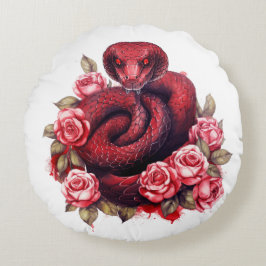 Red Snake Rundes Kissen