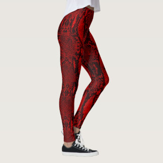 Red Snake Skin Print New Leggings