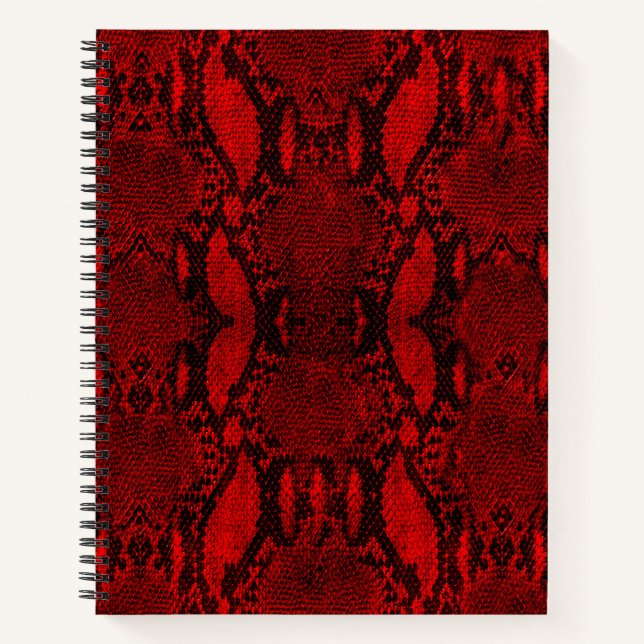 Red Snake Skin Print Spiral Notebook Notizbuch (Vorderseite)