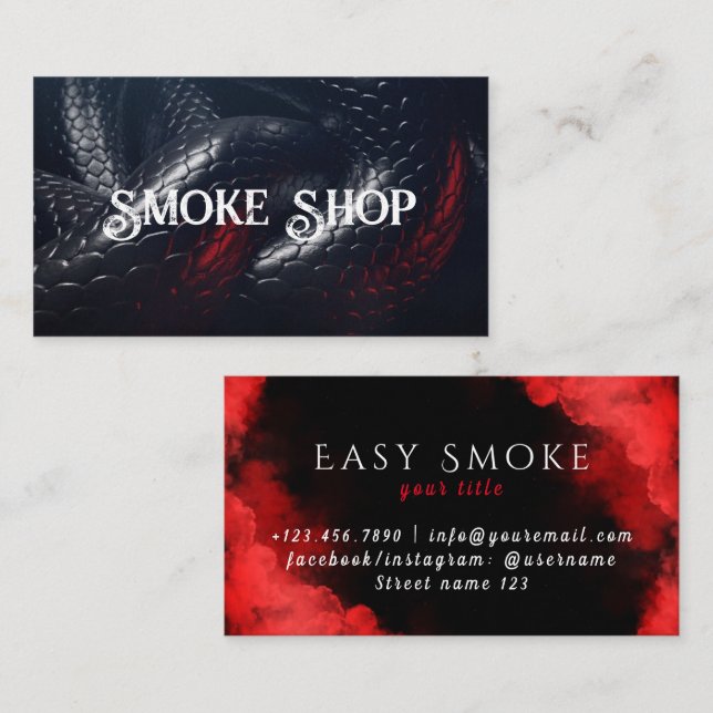 Red Snake Smoke Shop Vape Business Card Visitenkarte (Vorne/Hinten)