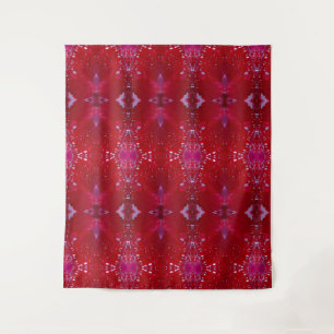 Red Snapdragon Ikat auch Wandteppich