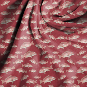 Red Snapper Fish Pattern Red Sewing Fabric Stoff