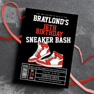 Red Sneaker Bash Birthday Einladung