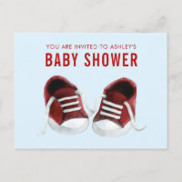 Red Sneakers Baby Dusche Einladung Postkarte