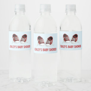 Red Sneakers Baby Dusche Wasser Flaschen Labels