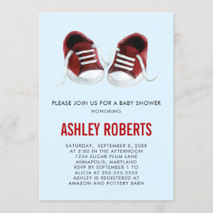 Red Sneakers Baby Shower Einladung Geschlecht neut
