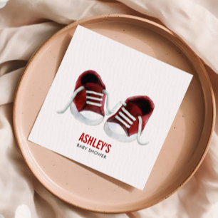 Red Sneakers Baby Shower Napkins, Gender Neutral Serviette