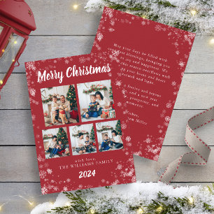 Red Snow Flake Holiday Card Feiertagskarte