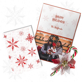 Red Snow on White Canvas Design Christmas Card Dankeskarte