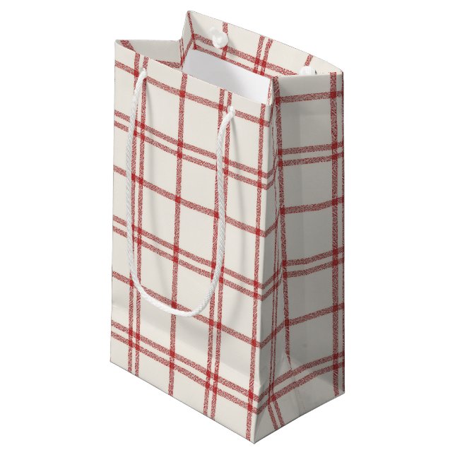 Red Snow Trail Christmas Plaid Kleine Geschenktüte (Vorderseite Schrägansicht)