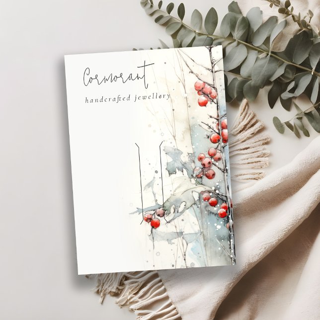 Red Snow Winter Berries Hair pin Display Holder Visitenkarte (Von Creator hochgeladen)