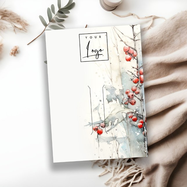 Red Snow Winter Berries Logo Hair pin Holder Visitenkarte (Von Creator hochgeladen)