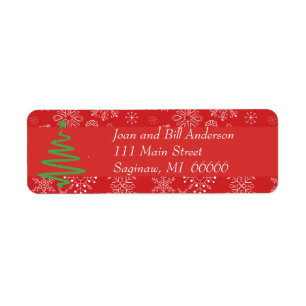 Red Snowflake Address Label