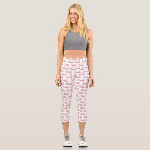 Red Snowflake Airplane - Capri Leggings
