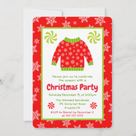 Red Snowflake Christmas Sweater Party Einladung