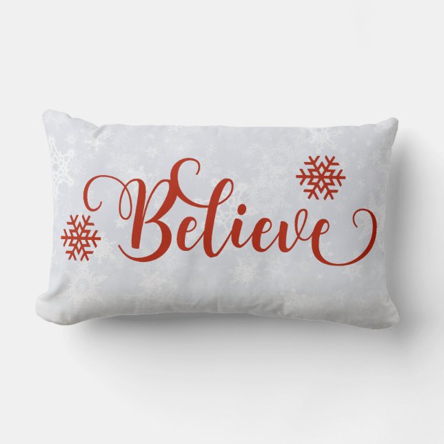Red Snowflake Croire Coussin (Recto)