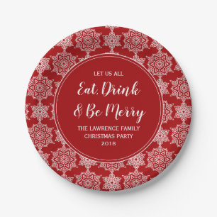 Red Snowflake essen Drink Frohe Weihnachten Party Pappteller