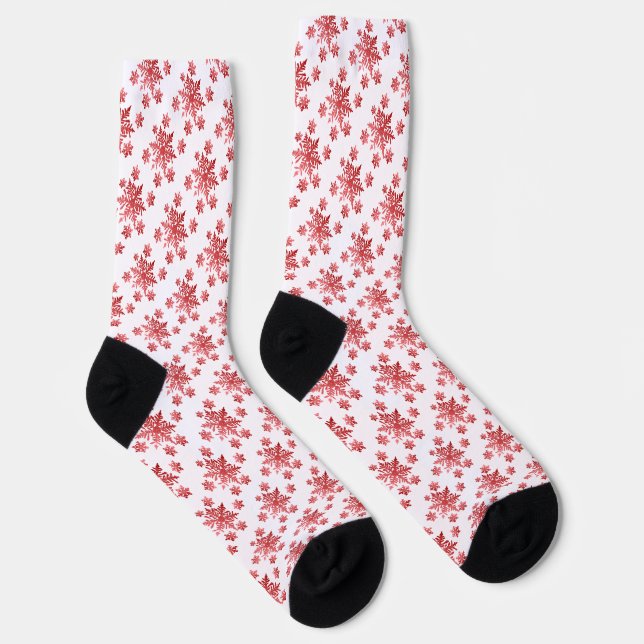 Red Snowflake Fun Weihnachts-Crew Socken (Rechts)