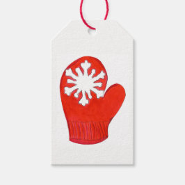 Red Snowflake Mittens Gift Tags Geschenkanhänger