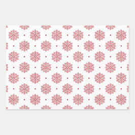 Red Snowflake Muster Weihnachten Geschenkpapier Set