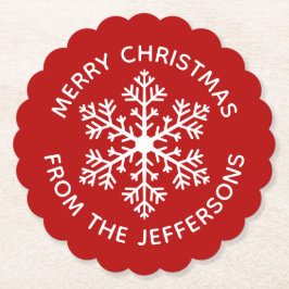 Red Snowflake Paper Untersetzer