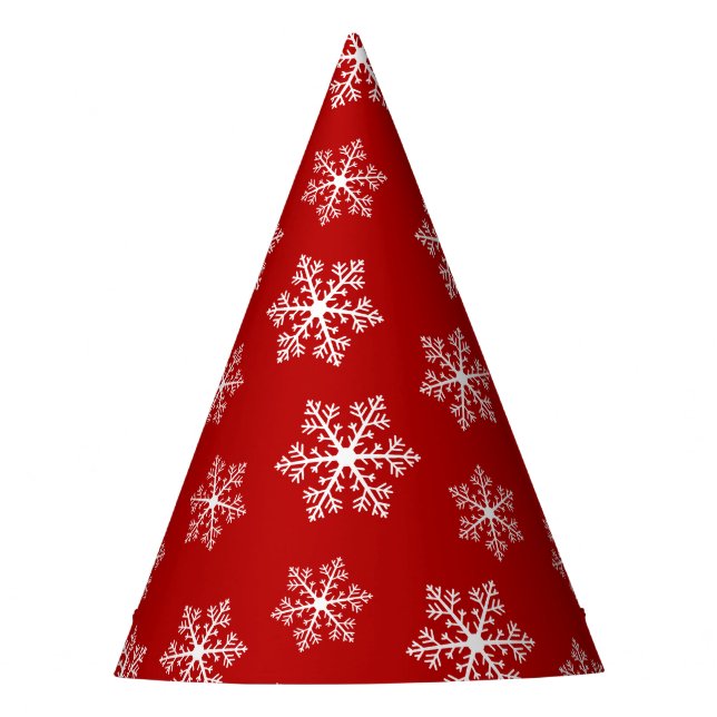 Red Snowflake Party Hats Partyhütchen (Vorderseite)