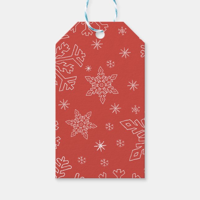 Red Snowflake Weihnachten BG Snowflake Boarder Geschenkanhänger (Vorderseite)