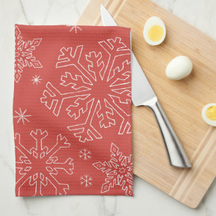 Red Snowflake Weihnachten BG Snowflake Boarder Thr Geschirrtuch