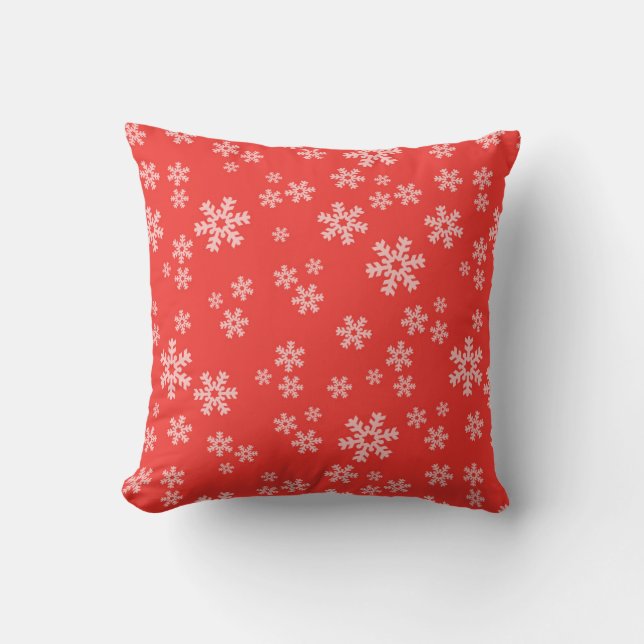 Red Snowflake Weihnachtskissen Kissen (Vorderseite)