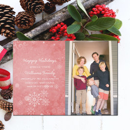 Red Snowflake Wirbel Foto Flat Card Feiertagskarte