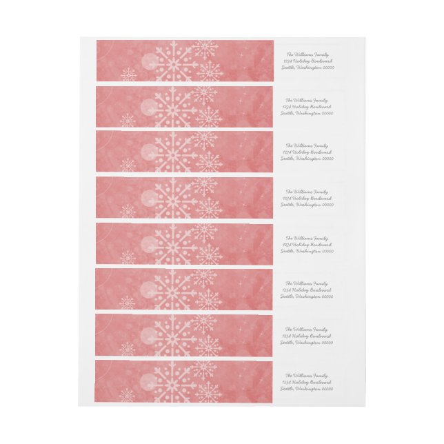 Red Snowflake Wirbel Holiday Address Labels (Bogen)