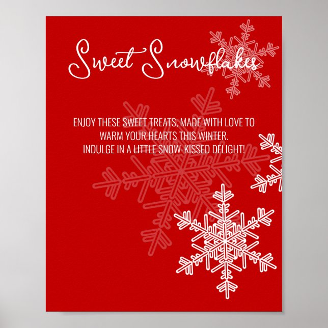 Red Snowflakes Leckereien Baby Dusche Tafelschild Poster (Vorne)